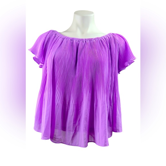 None Tops - Women's Purple Pleated Blouse